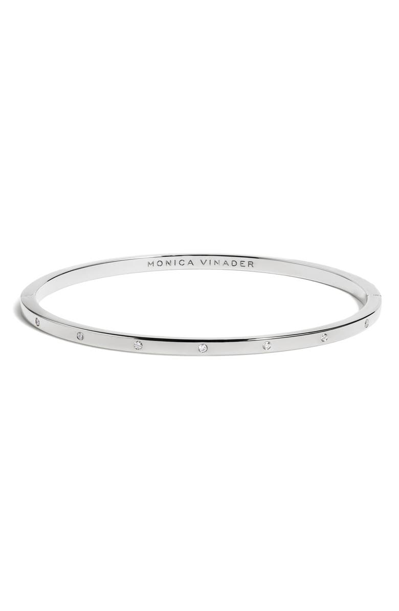 Monica Vinader Lab Grown Diamond Station Bangle, Main, color, Sterling Silver / Diamond