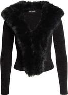 Naked Wardrobe Faux Fur Collar Cardigan