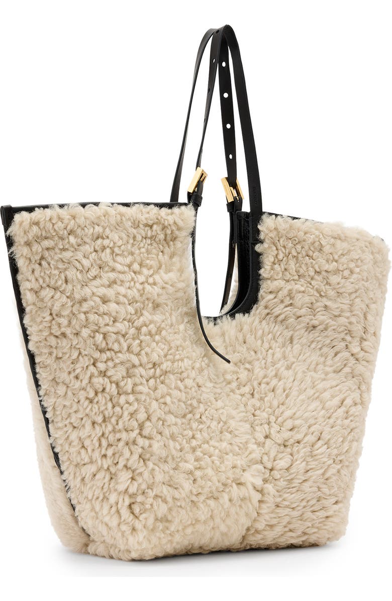 AllSaints Ara Genuine Shearling Tote, Alternate, color, Natural/ Black