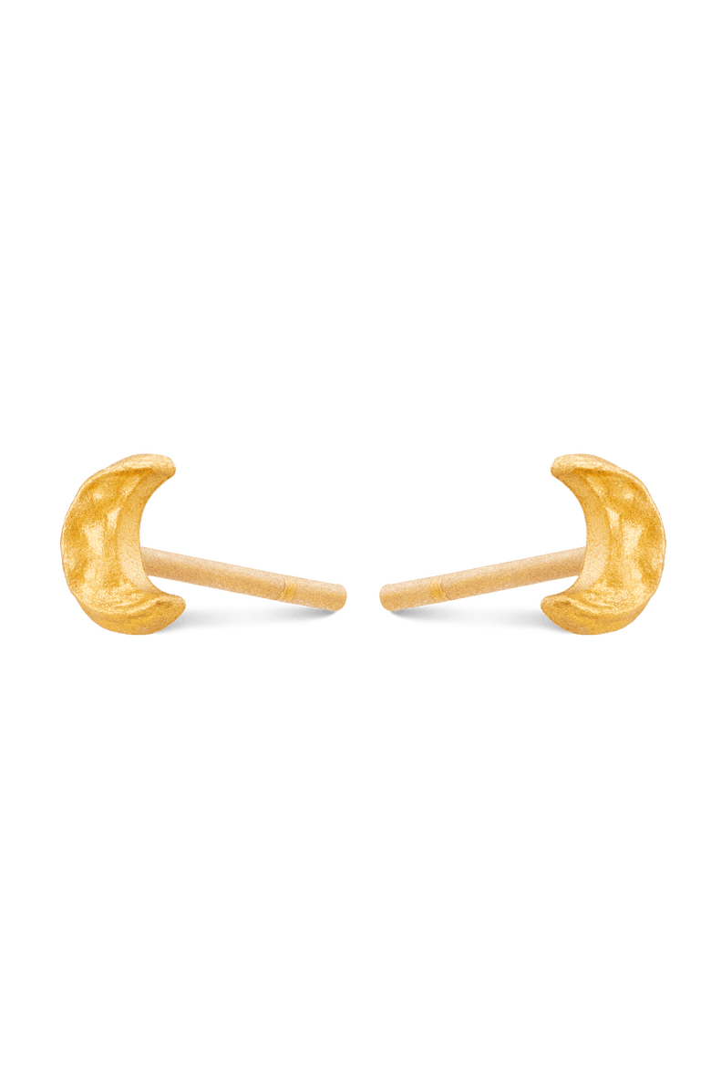 Crescent Moon Stud Earrings, Alternate, color, Gold 9k