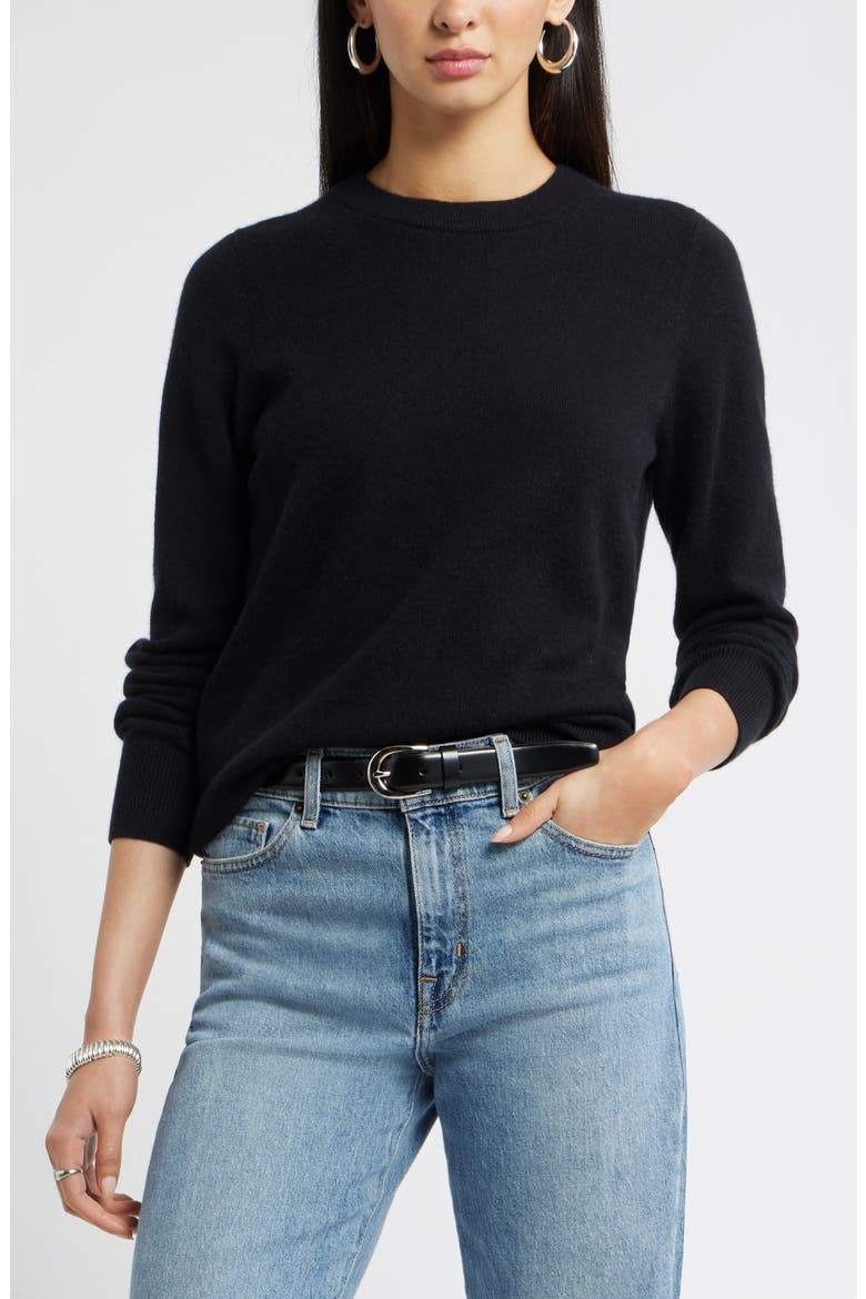 Crewneck Cashmere Sweater, Main, color, BLACK ROCK