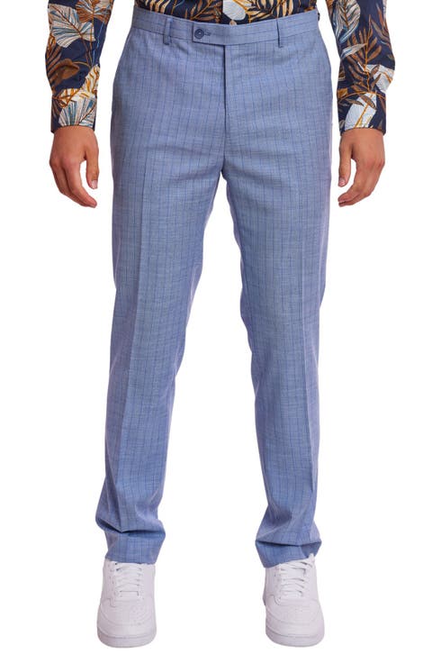 Downing Slim Flat Front Windowpane Dress Pants (Regular & Big)