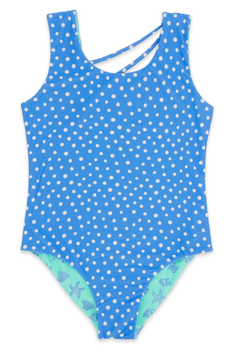 Kids' Summer Sun Reversible One-Piece Swimsuit, Alternate, color, AQUA CRYSTAL