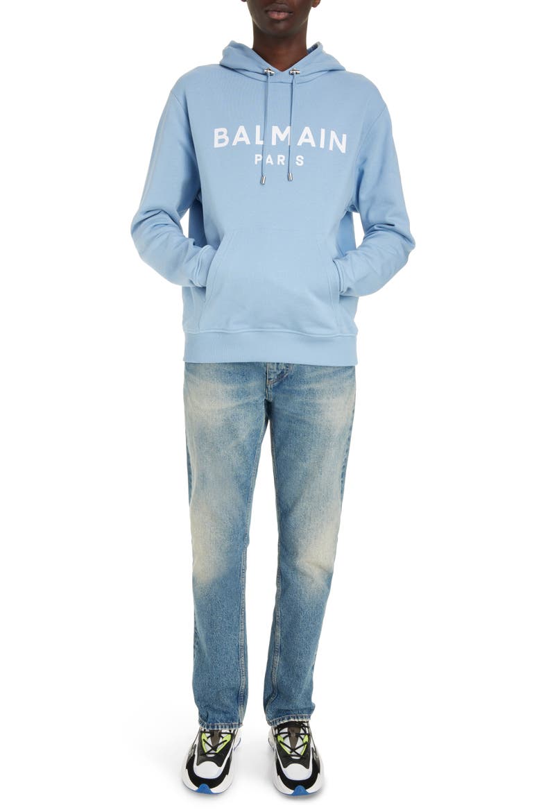 Organic Cotton Logo Graphic Hoodie, Alternate, color, SLJ PALE BLUE/ WHITE