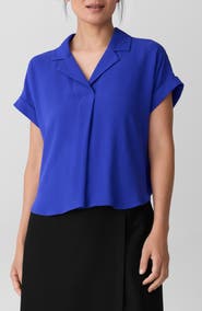 Eileen Fisher Notched Collar Silk Top