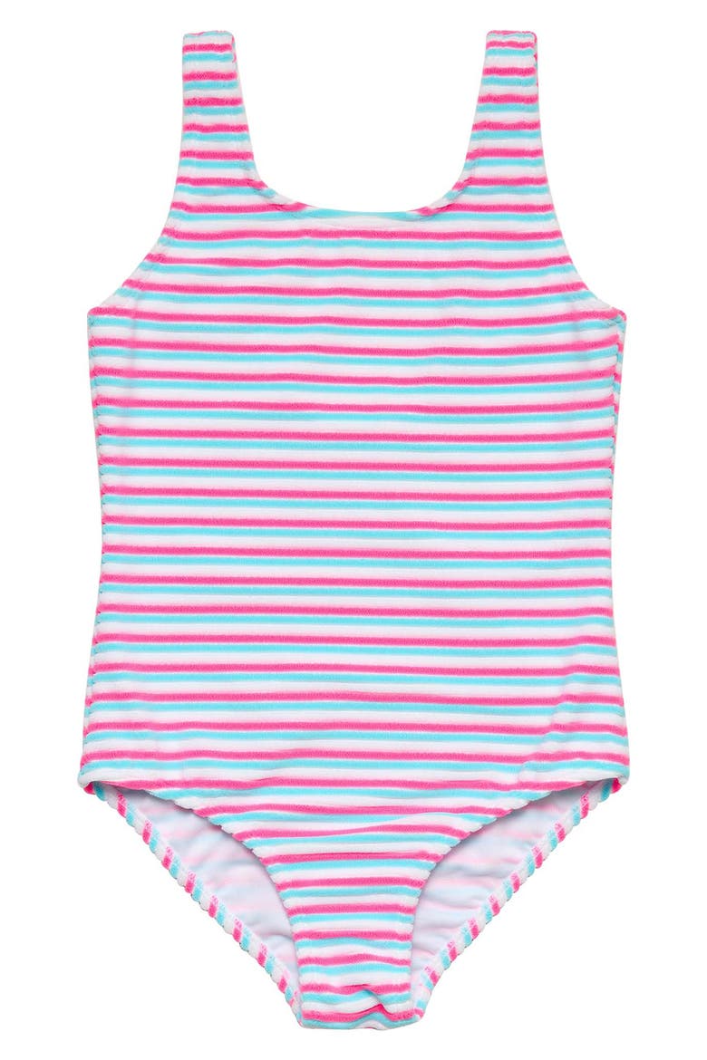 Kids' Sorbet Stripe Terry One-Piece Swimsuit, Main, color, PINK
