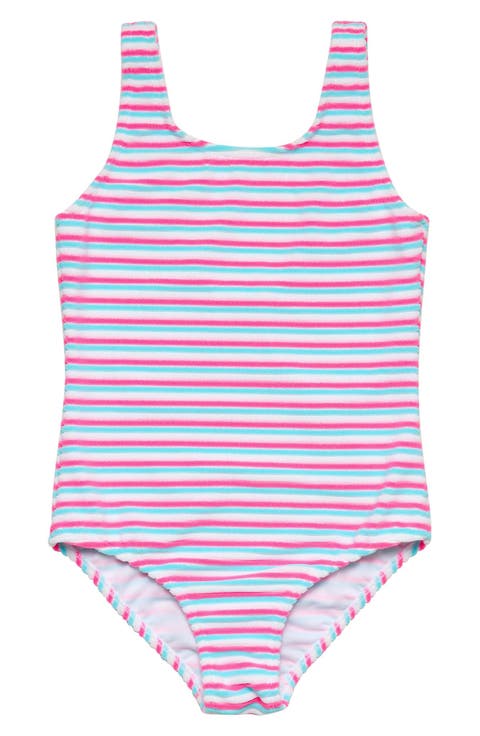 Kids' Sorbet Stripe Terry One-Piece Swimsuit (Big Kid)