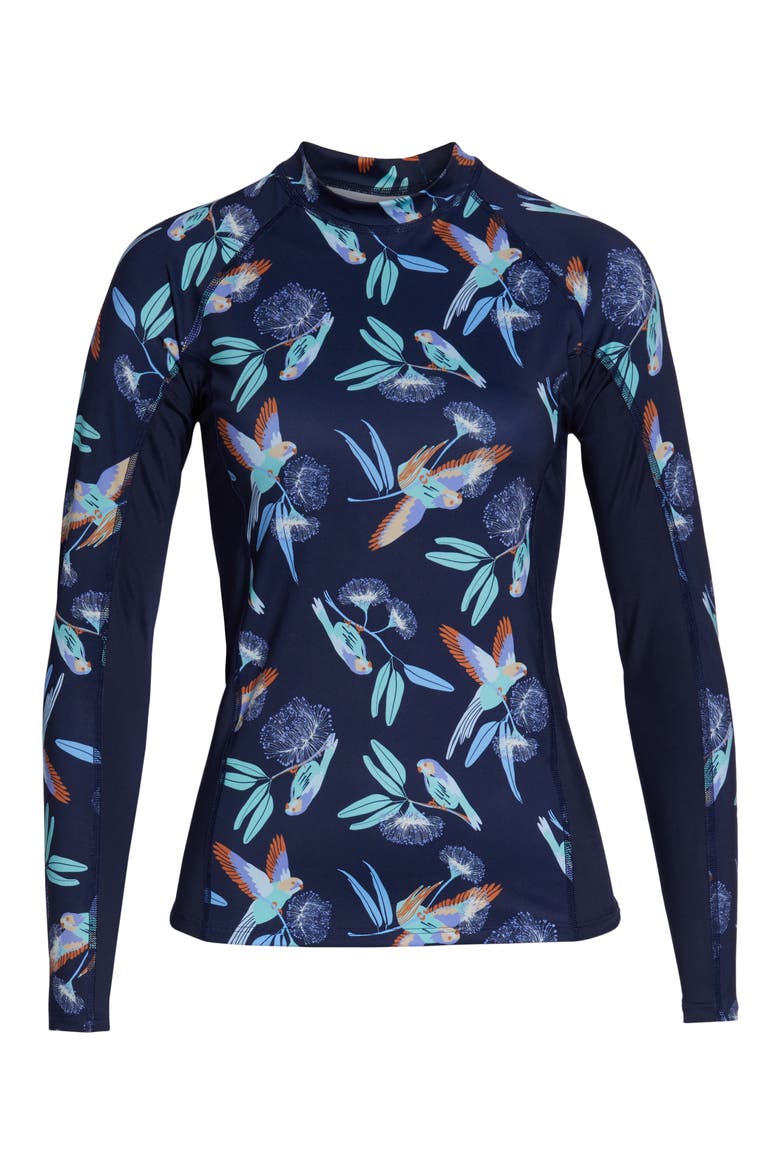 Micro Swell Rashguard, Alternate, color, PARROTS SMALL NEO NAVY