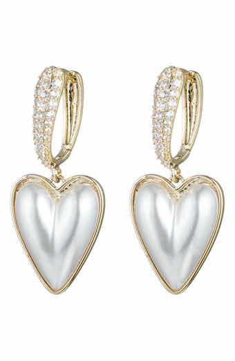Anna Imitation Pearl Heart Drop Earrings