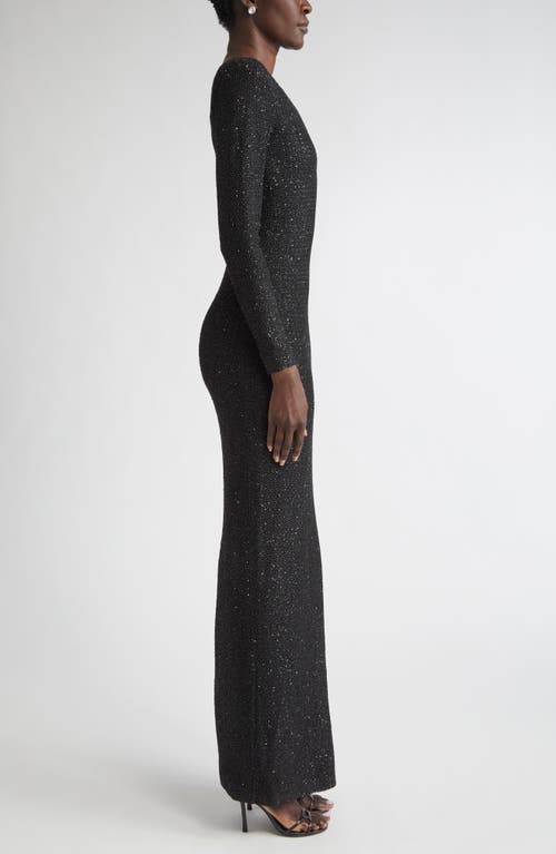 St John St. John Nicoline Long Sleeve Sequin Stretch Knit Gown In Black