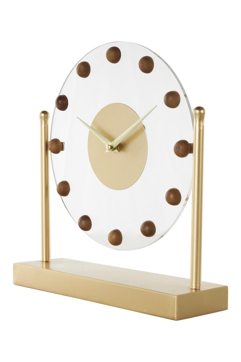 Modern Black Metal Clock, Alternate, color, GOLD