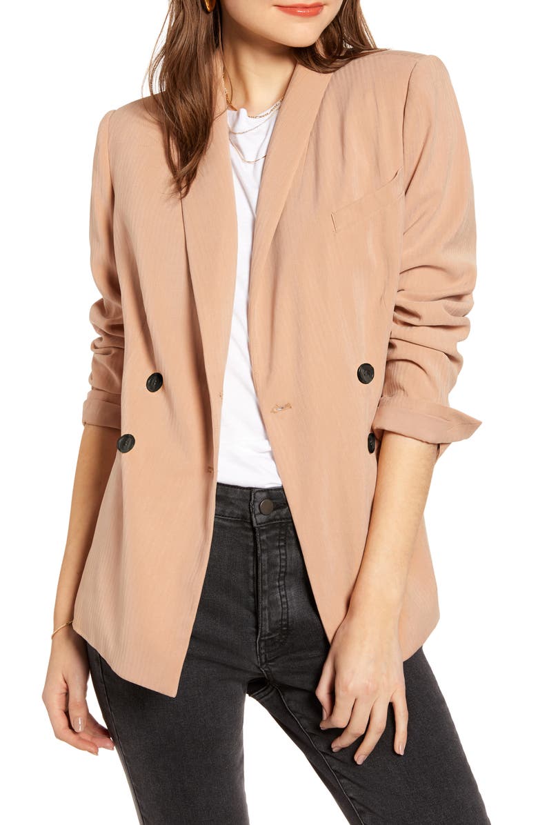 Something Navy Drapey Double Breasted Blazer, Main, color,