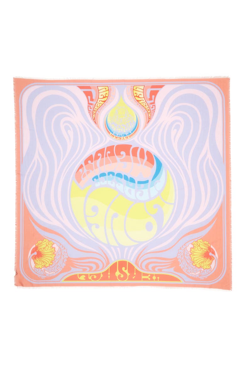 Woorsace Print Cotton & Silk Scarf, Alternate, color, CORAL ORCHID
