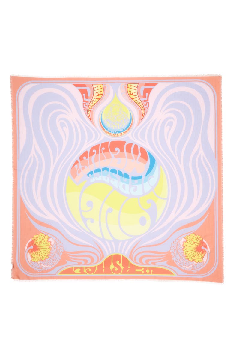 Versace Woorsace Print Cotton & Silk Scarf, Alternate, color,