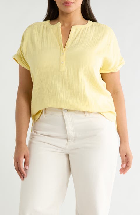 Cotton Gauze Popover Top (Plus)