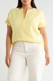 Caslon® Cotton Gauze Popover Top