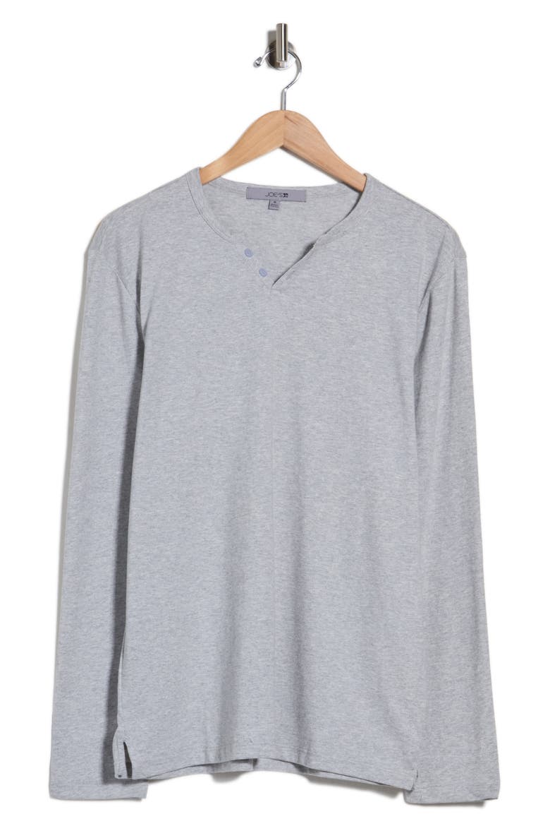 Long Sleeve Henley T-Shirt, Main, color, HEATHER GREY