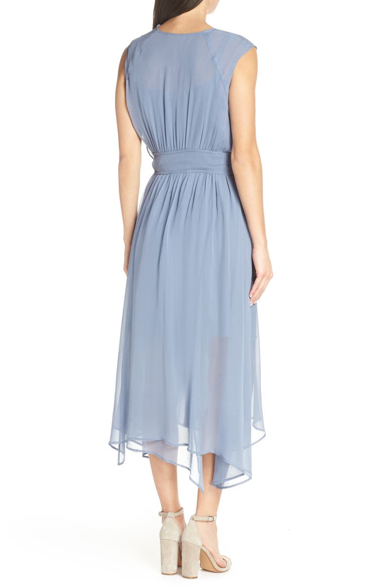 D-Ring Chiffon Midi Dress, Alternate, color, BLUE