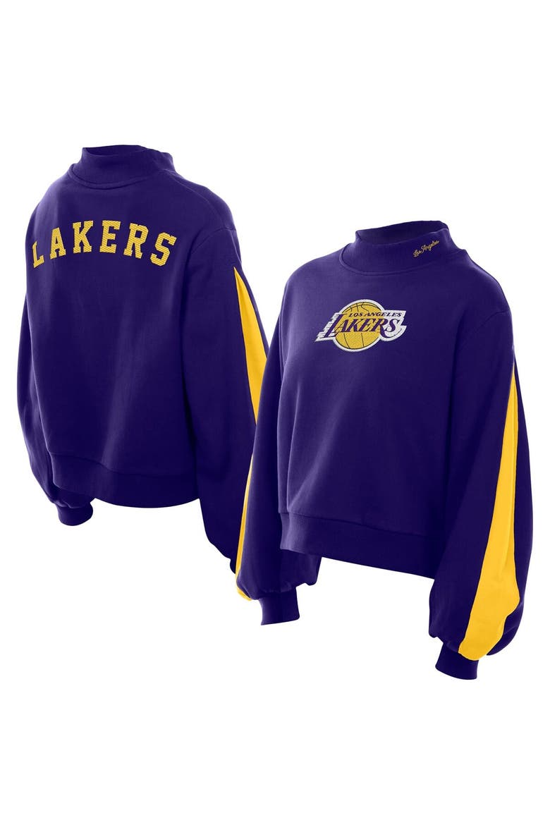 Women's New Era Purple Los Angeles Lakers Sport Night Balloon Sleeves Sweatshirt, Main, color, Purple