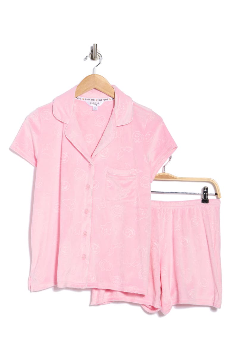 DREAMWEAR Halloween Embossed Velour Short Pajamas, Alternate, color,