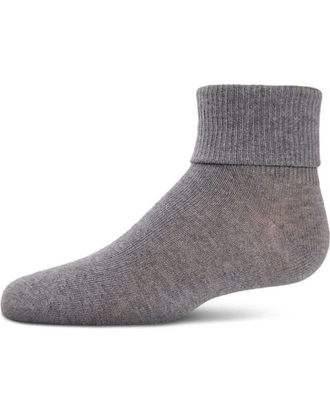 Ribbed Triple-Roll-Cuff Ankle Sock