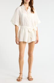 Elan Linen Cover-Up Romper