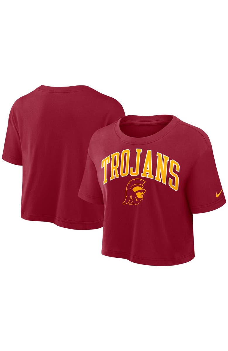 Nike Women's Nike Cardinal USC Trojans Athletic Prep Arch Performance Cropped T-Shirt, Main, color, Cardinal