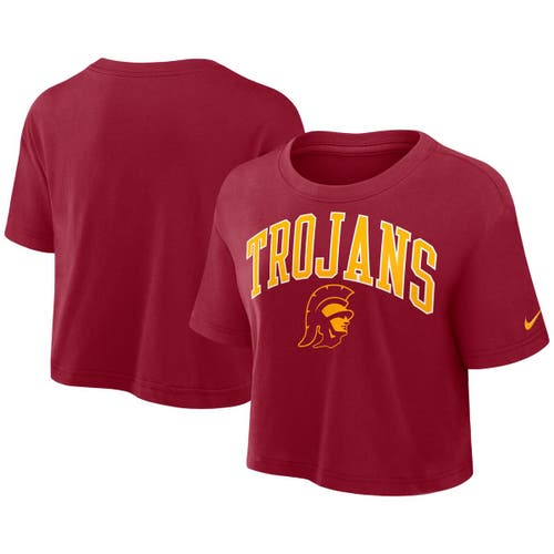 Nike Cardinal Usc Trojans Athletic Prep Arch Performance Cropped T-shirt In Red