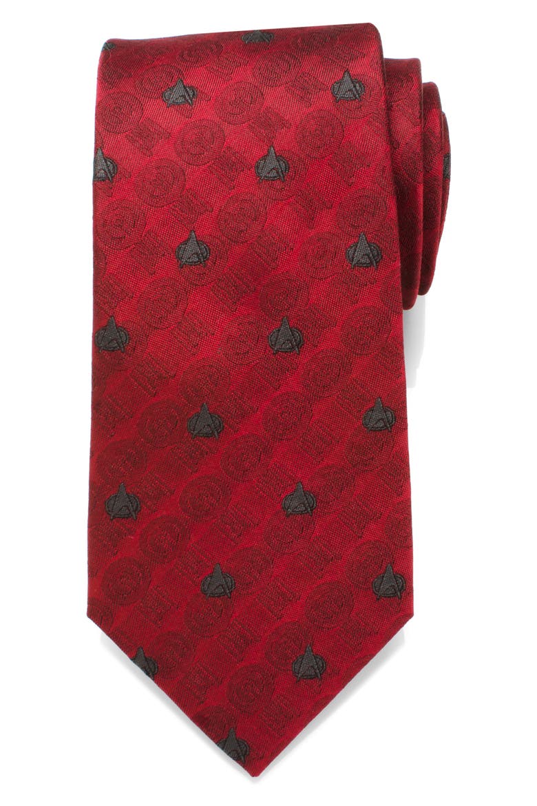 Star Trek TNG Delta Shield Silk Tie, Main, color, RED