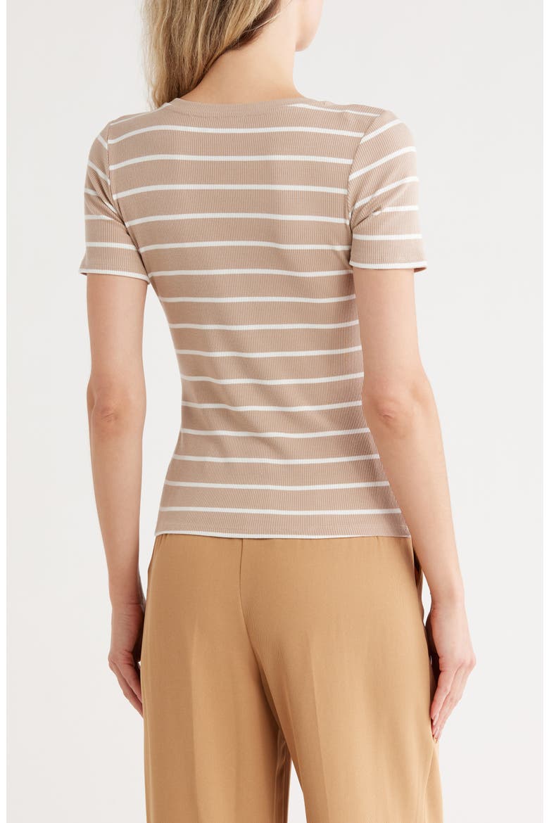 Stripe V-Neck Top, Alternate, color, NOMAD/ BONE
