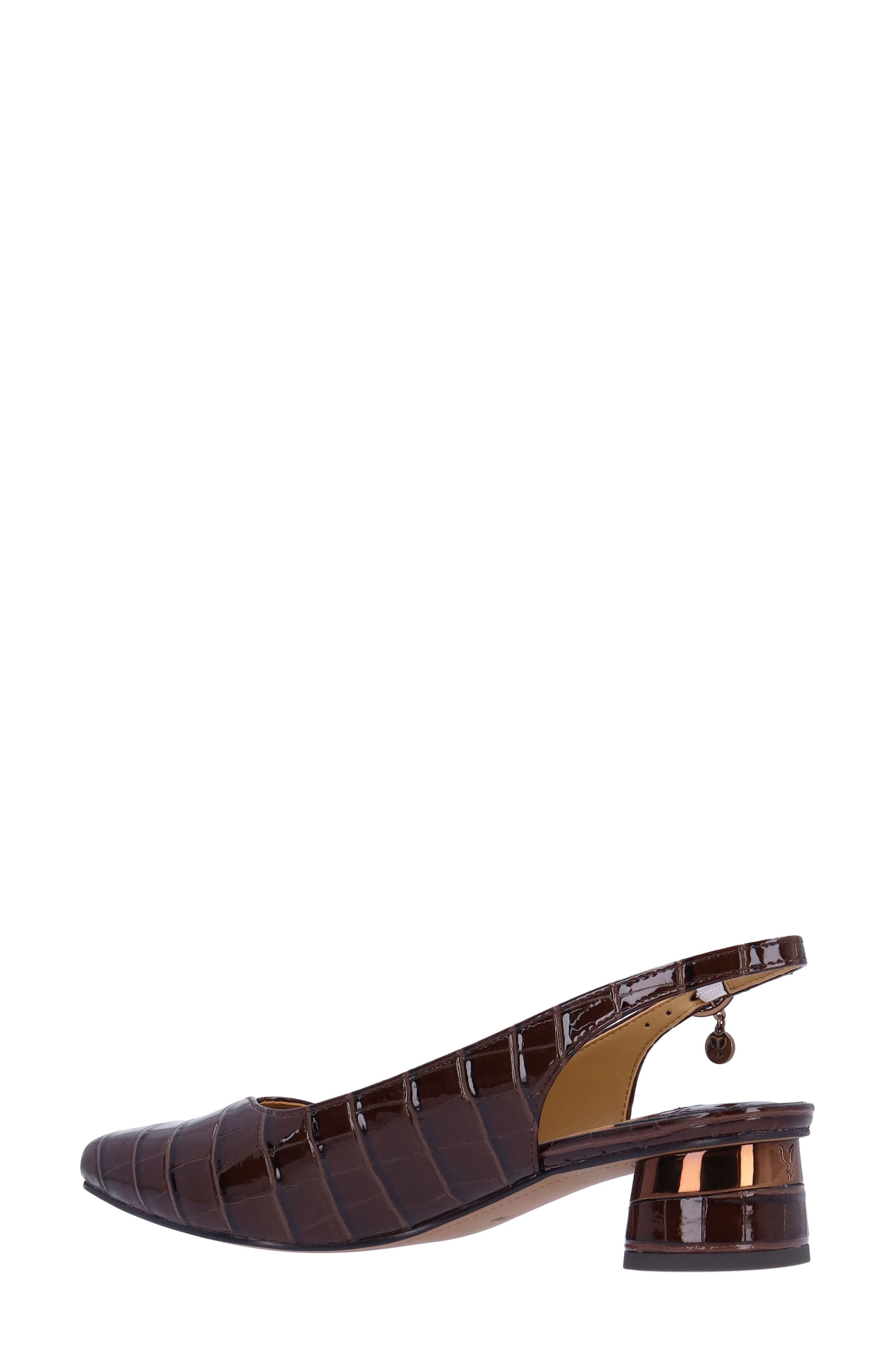J. Reneé Taveta Croc Embossed Slingback Pump, Alternate, color, Brown
