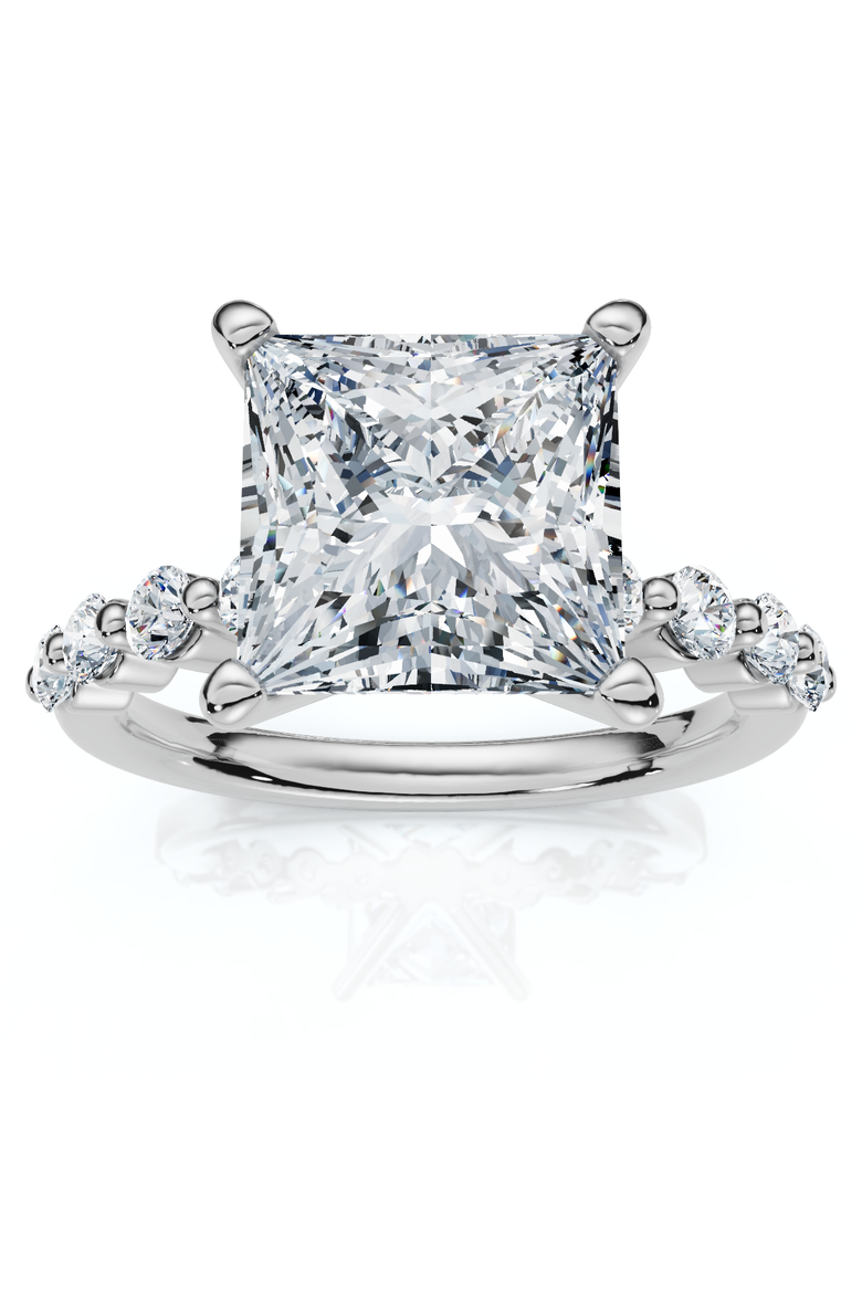 Certified Monica Princess Cut 3 1/2Ct Diamond Engagement Ring 14k Gold Lab Grown, Main, color, 14k White Gold