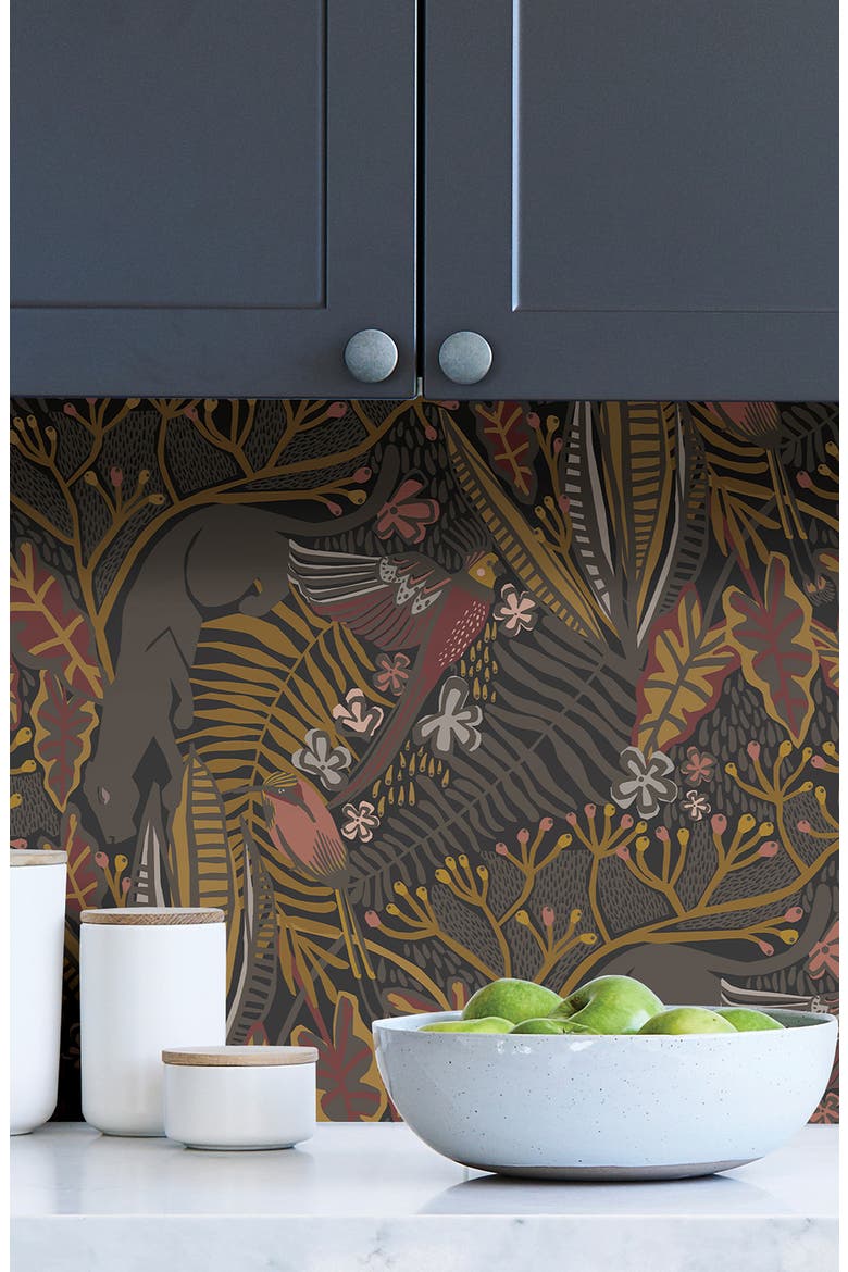 Wallpros Gold Cranberry Poise Peel and Stick Wallpaper, Alternate, color, BROWN