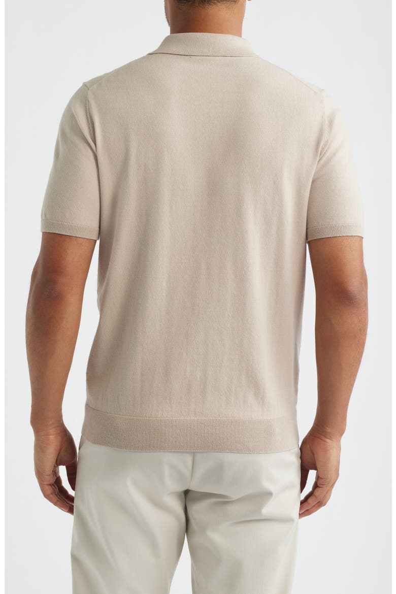 Finch Short Sleeve Linen & Cotton Polo Sweater, Alternate, color, OATMEAL