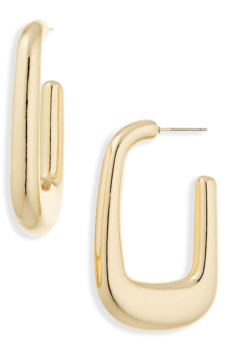 Cara Geometric Hoop Earrings, Main, color, Gold