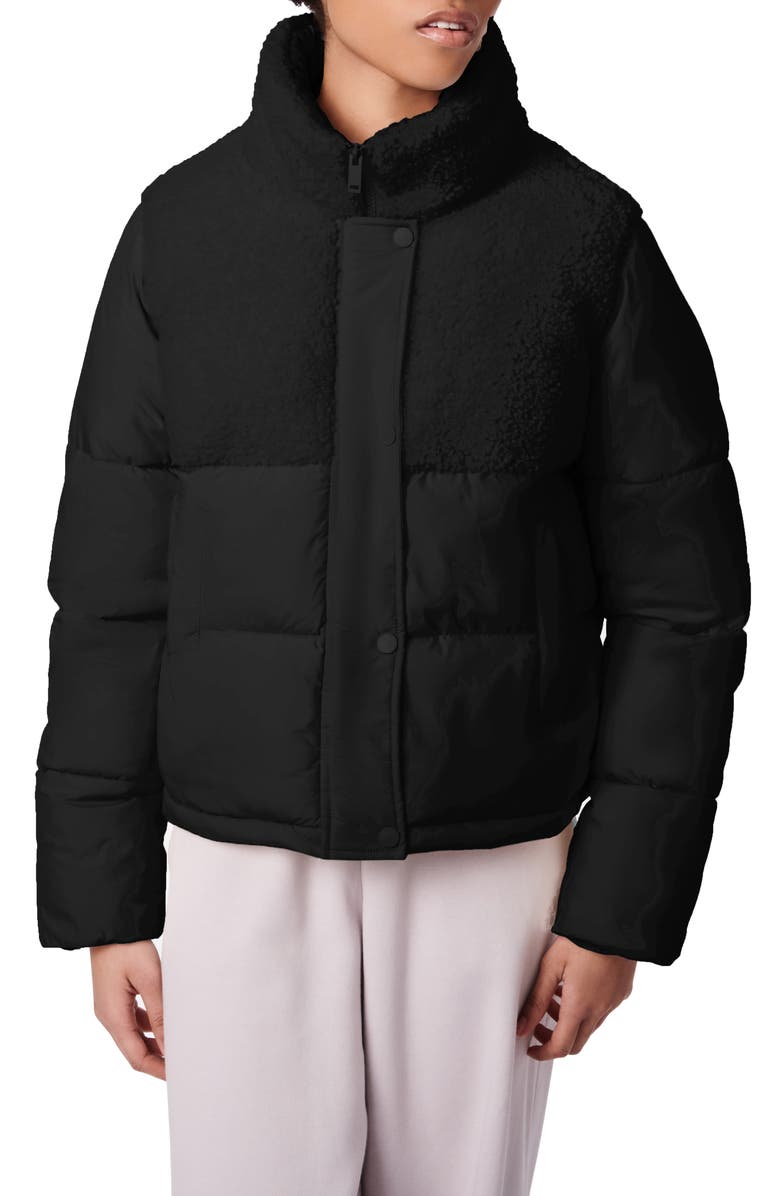 Bernardo High Pile Fleece Contrast Short Puffer Jacket, Alternate, color, 