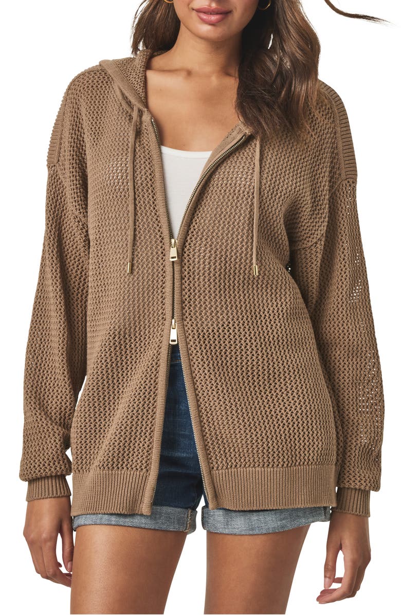 Splendid Nala Openwork Cotton Zip Hoodie, Main, color, 