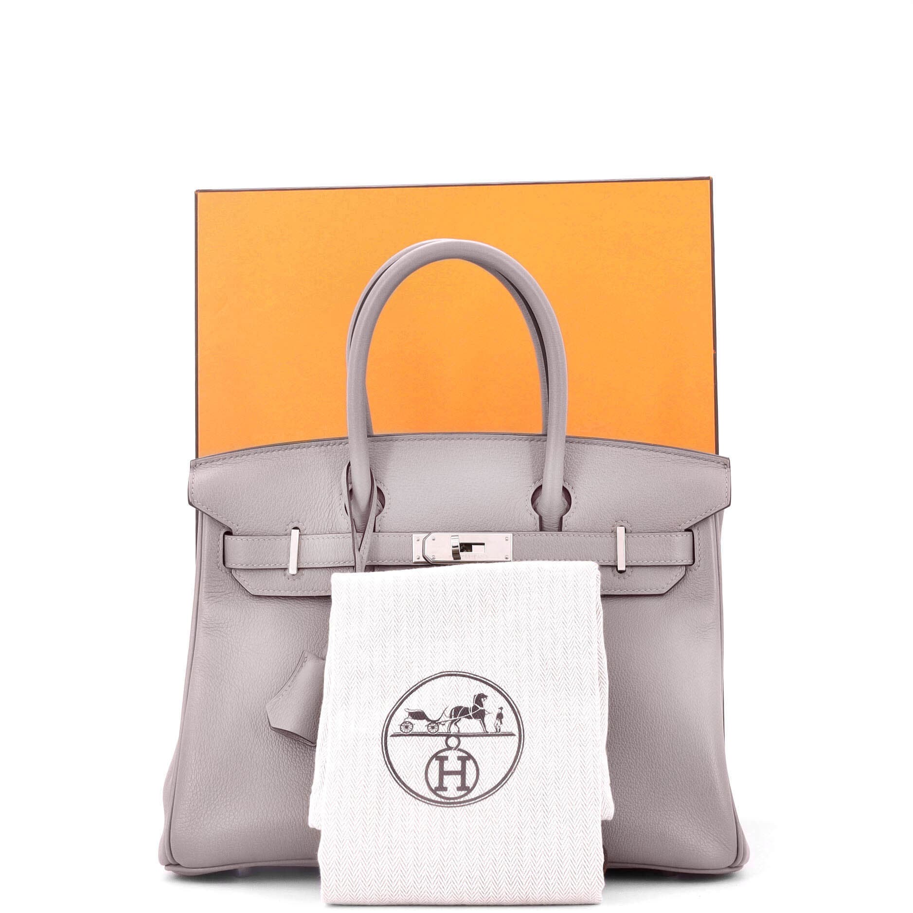 Pre-Owned Hermes Birkin Handbag Grey Novillo with Palladium Hardware 30, Alternate, color, 