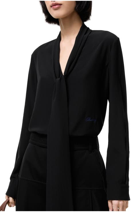 Silk Crepe De Chine Scarf Blouse