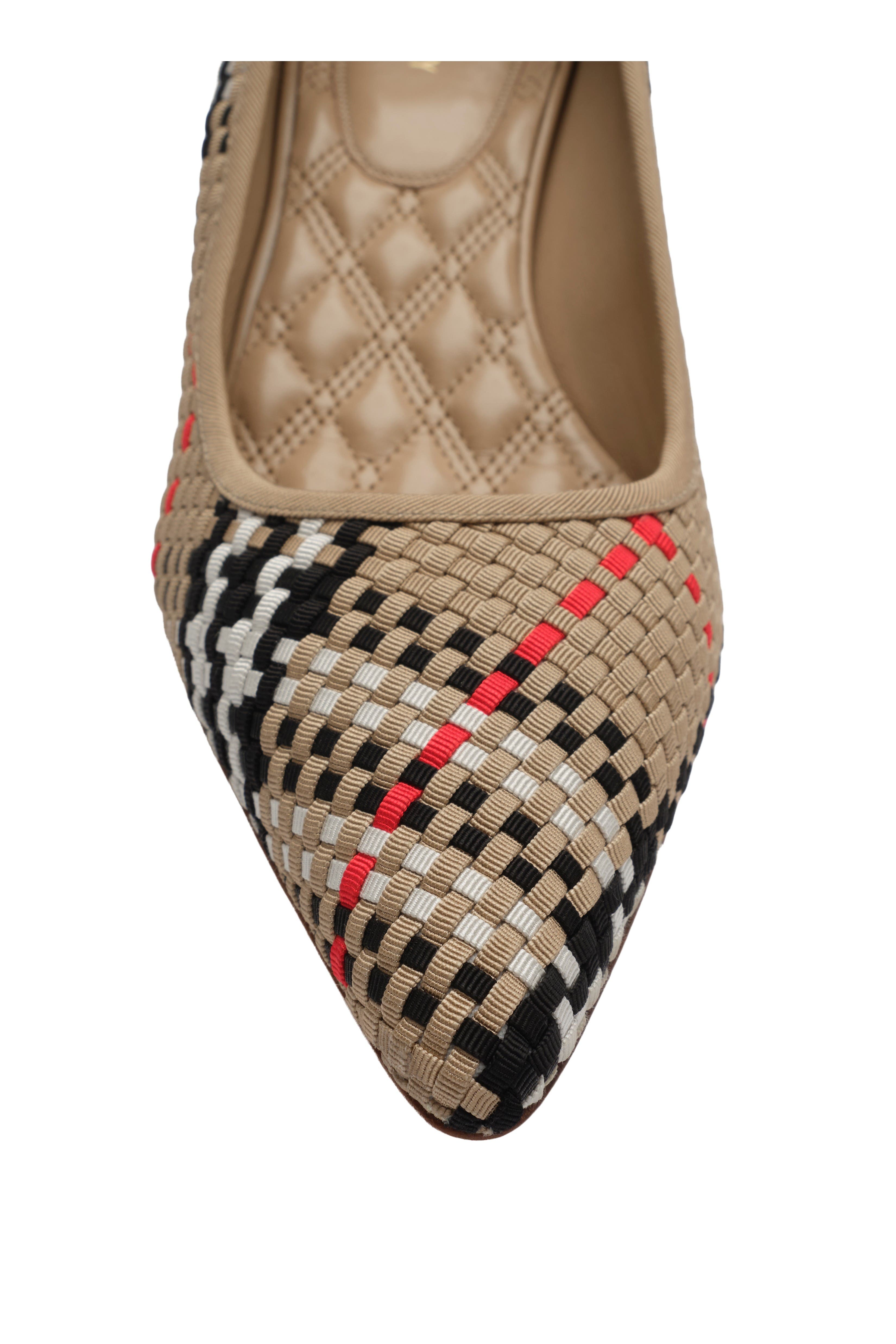 Burberry Check Dame Pumps, Alternate, color, Sand Beige