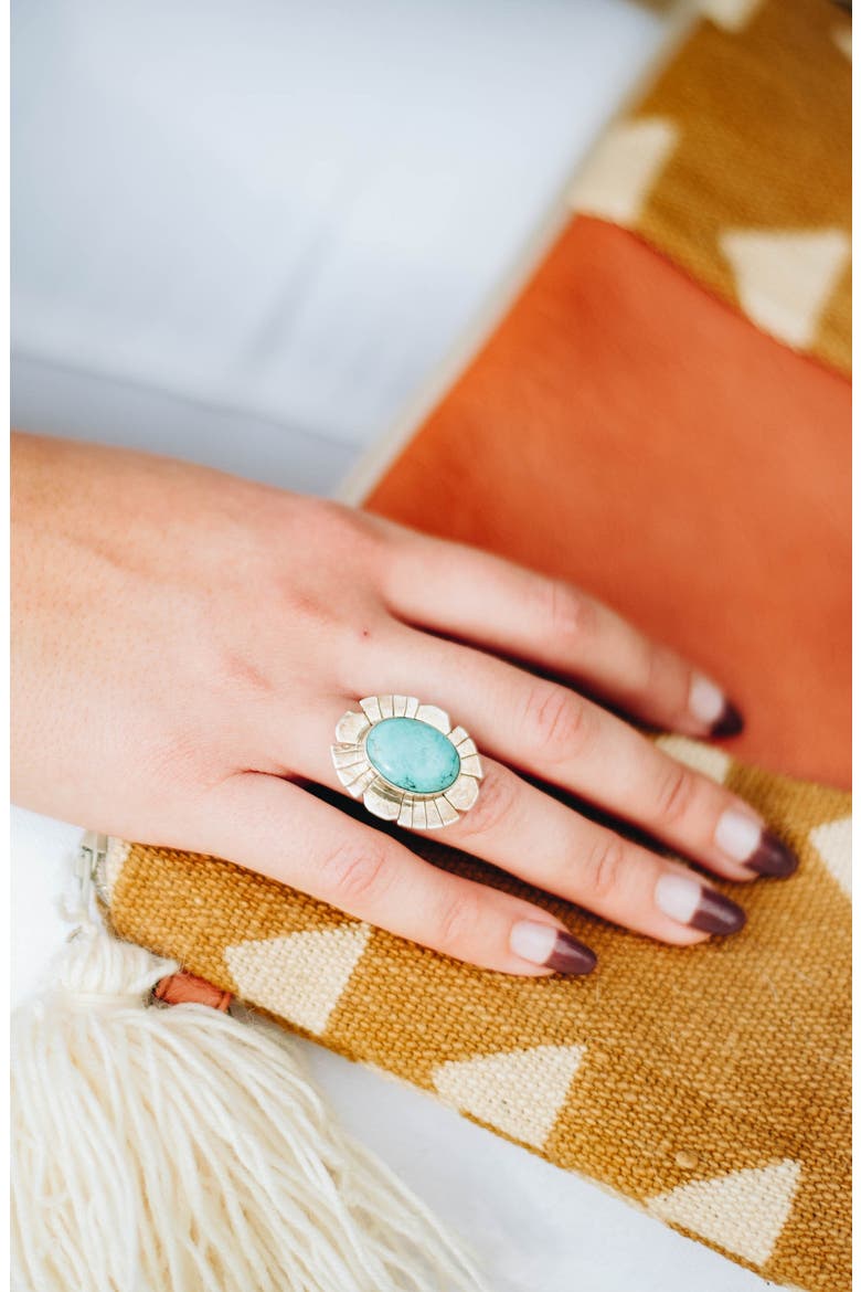 Mara Statement Ring, Alternate, color, SILVER/ TURQUOISE