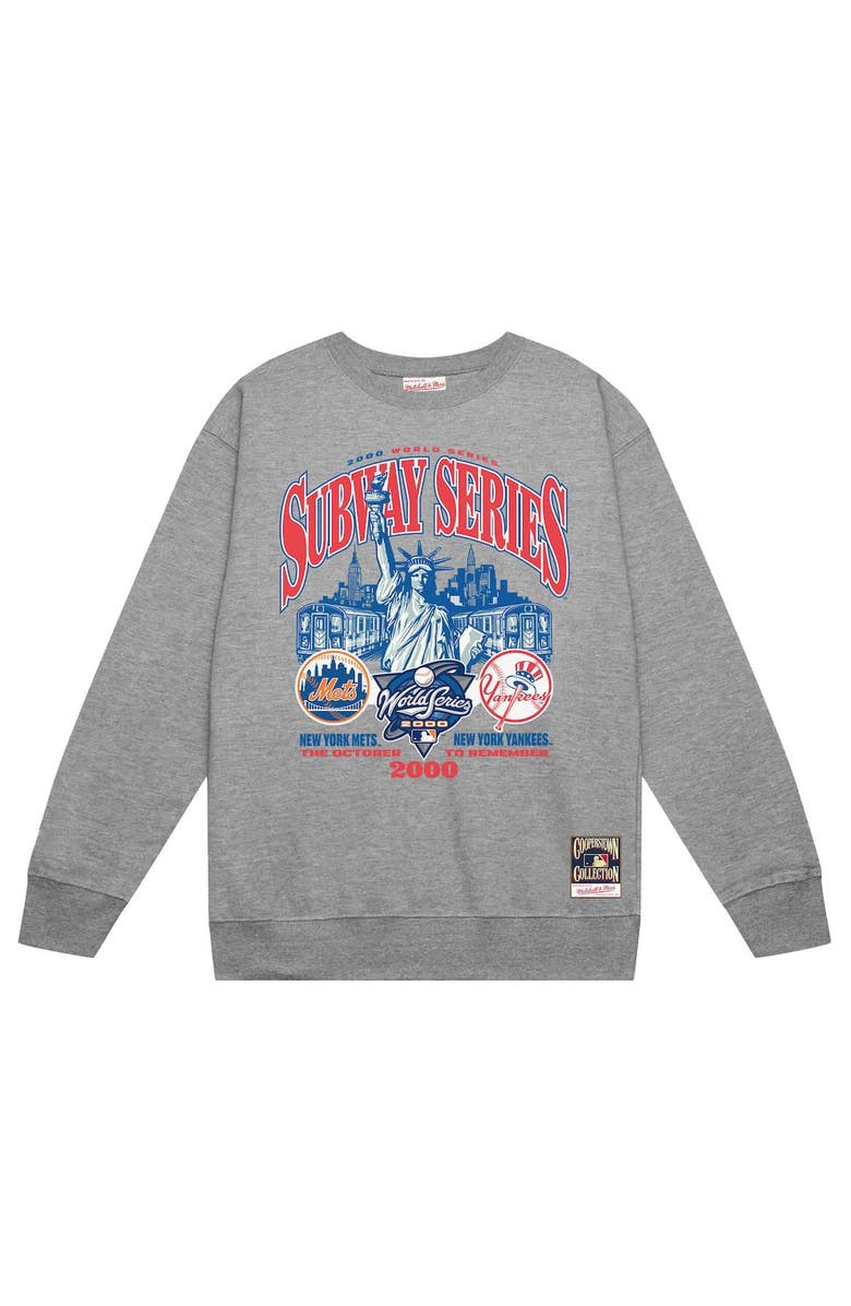 Mitchell & Ness Men's Mitchell & Ness Heather Gray New York Yankees vs. New York Mets 2000 World Series Pullover Sweatshirt, Alternate, color, Heather Gray