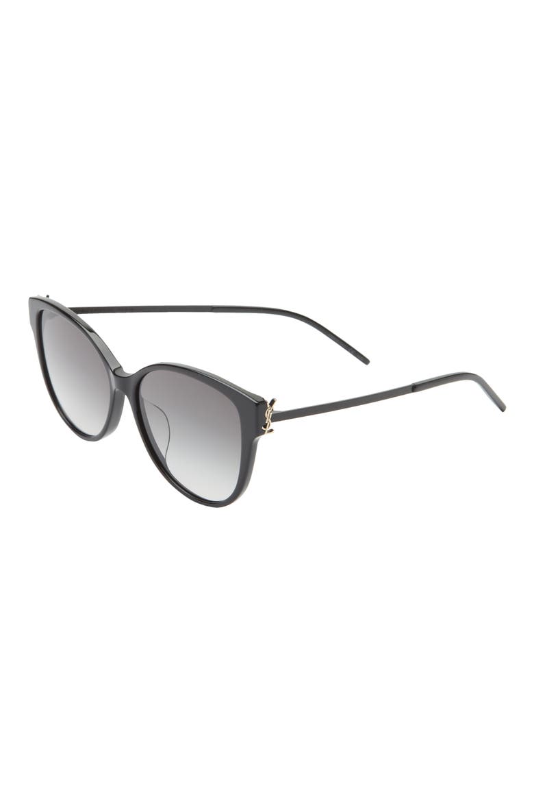 56mm Round Sunglasses, Alternate, color, BLACK BLACK SMOKE