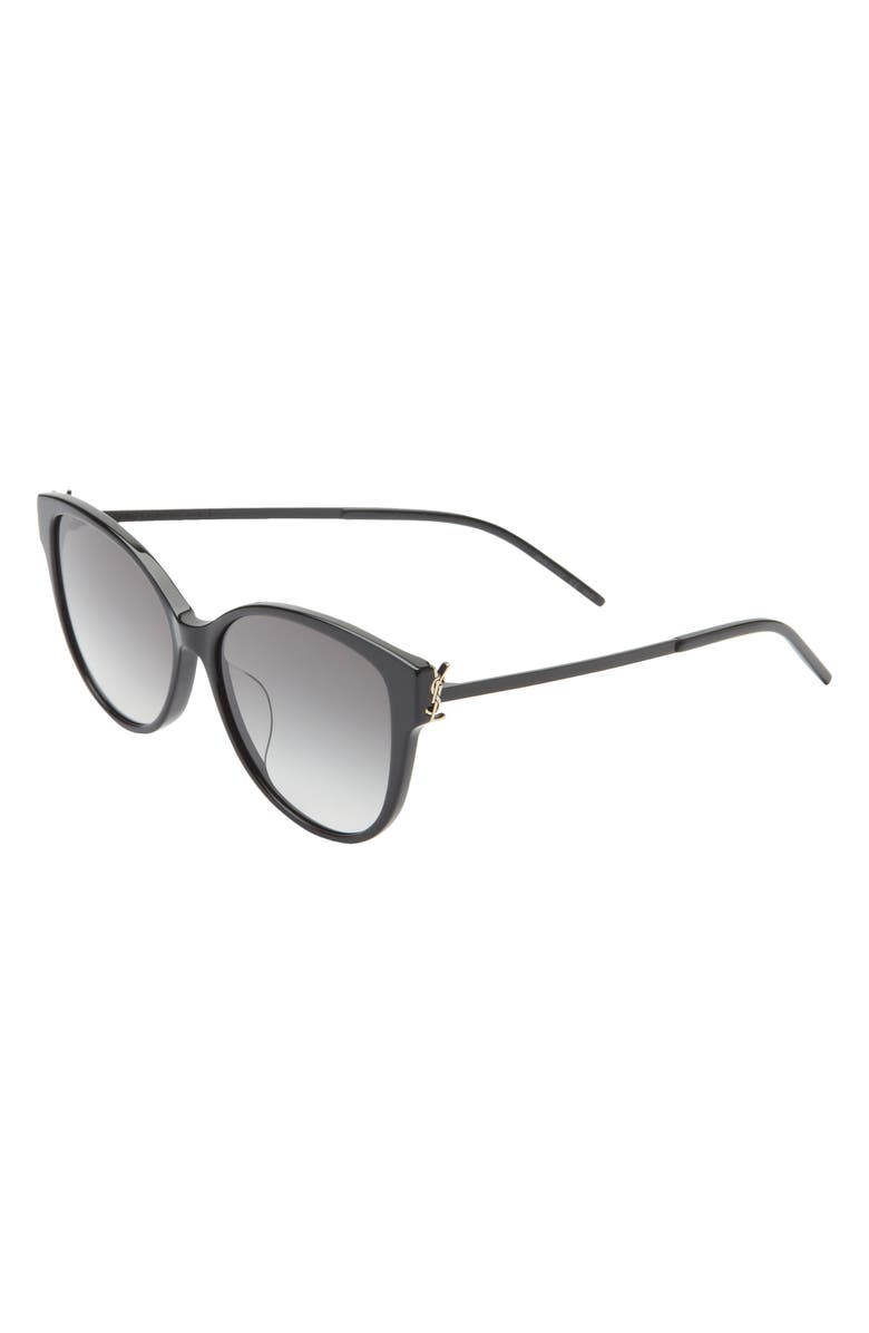 Saint Laurent 56mm Round Sunglasses, Alternate, color, Black Black Smoke