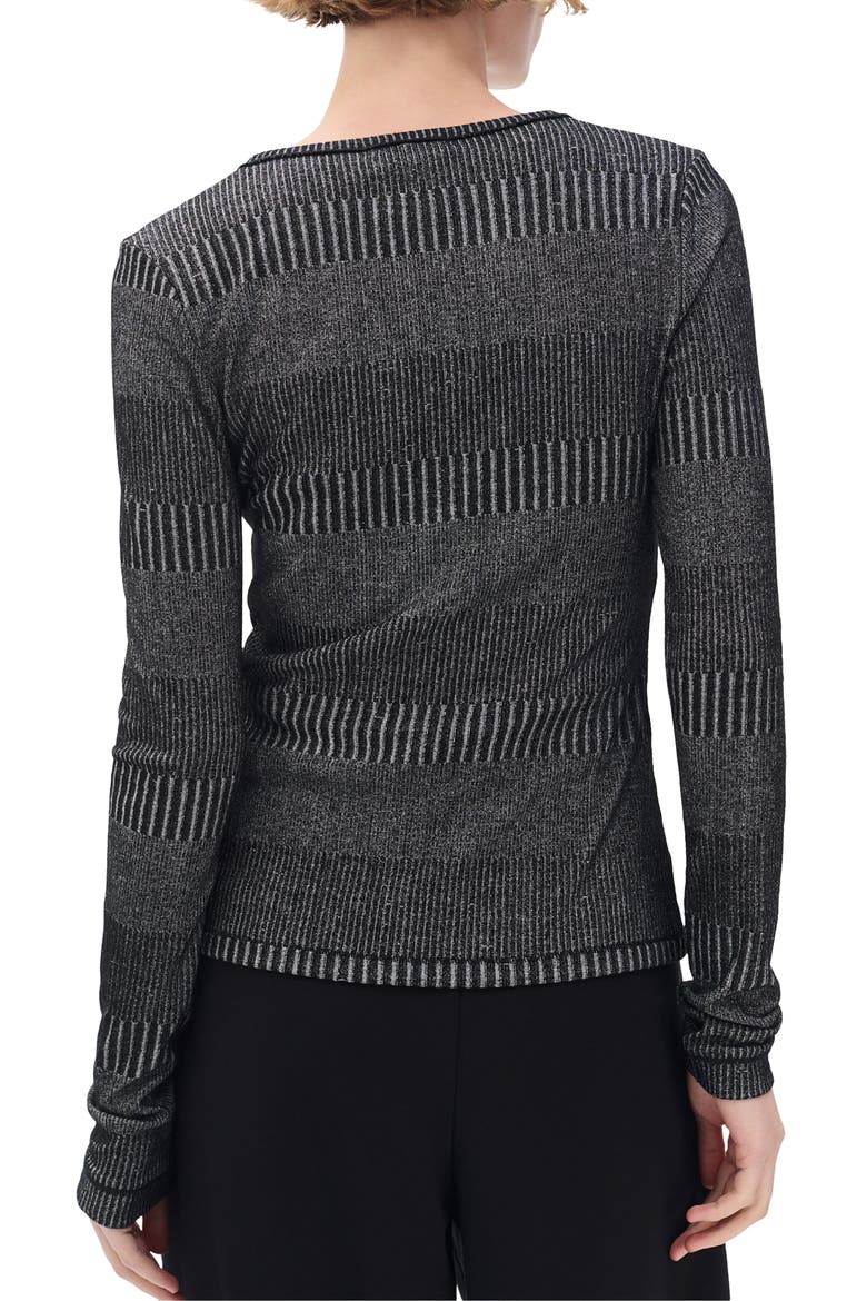 The Knit Two-Tone Rib Henley, Alternate, color, BLACK/ WHITE MULTI