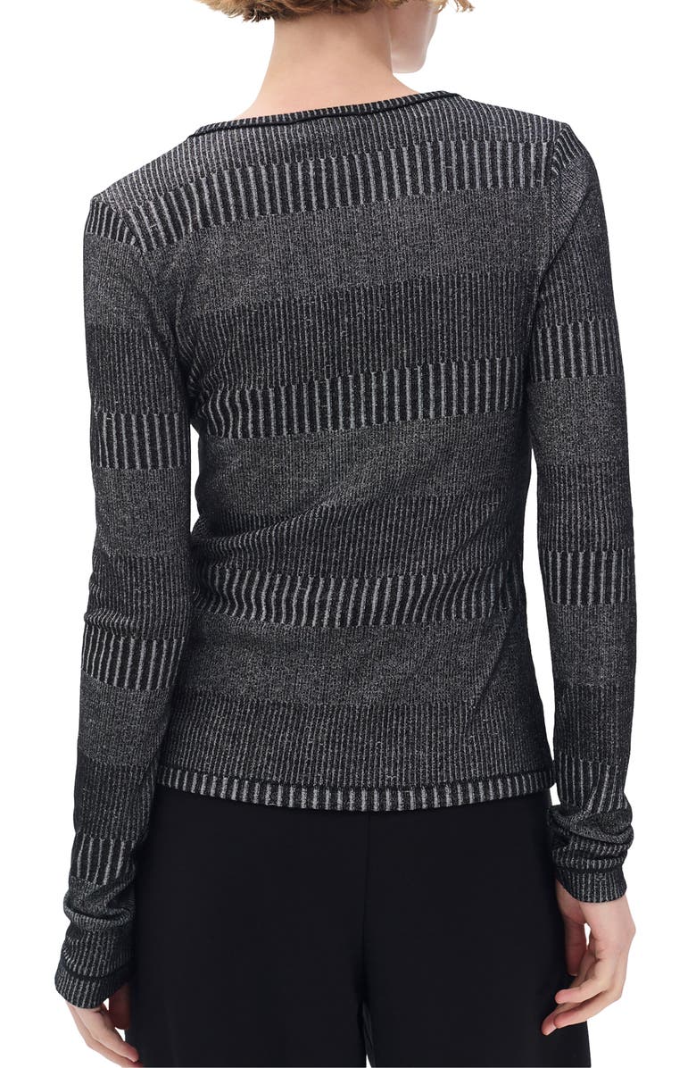 rag & bone The Knit Two-Tone Rib Henley, Alternate, color, Black/ White Multi