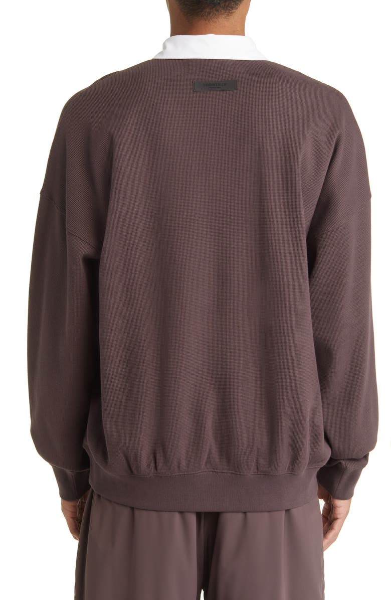 Fear of God Essentials Waffle Knit Henley Rugby Shirt, Alternate, color, 