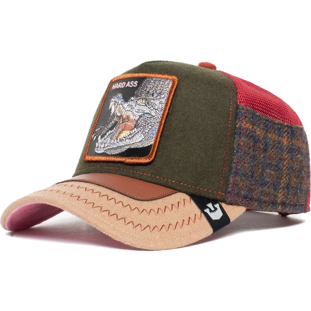 Goorin Bros Trunchbull Trucker Crocodile Flannel Hat 101-0742-oli In Green