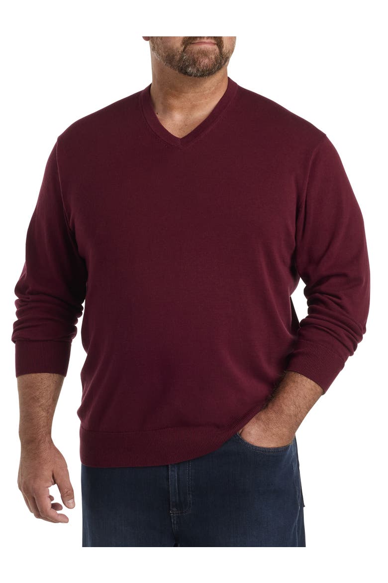 Big & Tall V-Neck Pullover, Main, color, ZINFANDEL