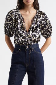 Ulla Johnson Neema Tie Neck Satin Top
